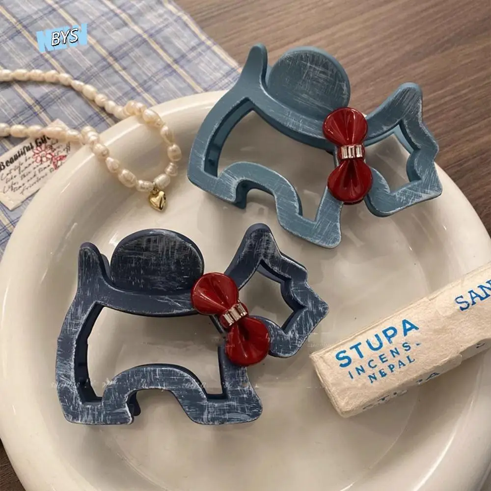 

Sweet Hollow Hollow Puppy Hair Grab Animal Hairpin Cartoon Hair Claw Headwear Geometry Red Bow Shark Clip Streetwear