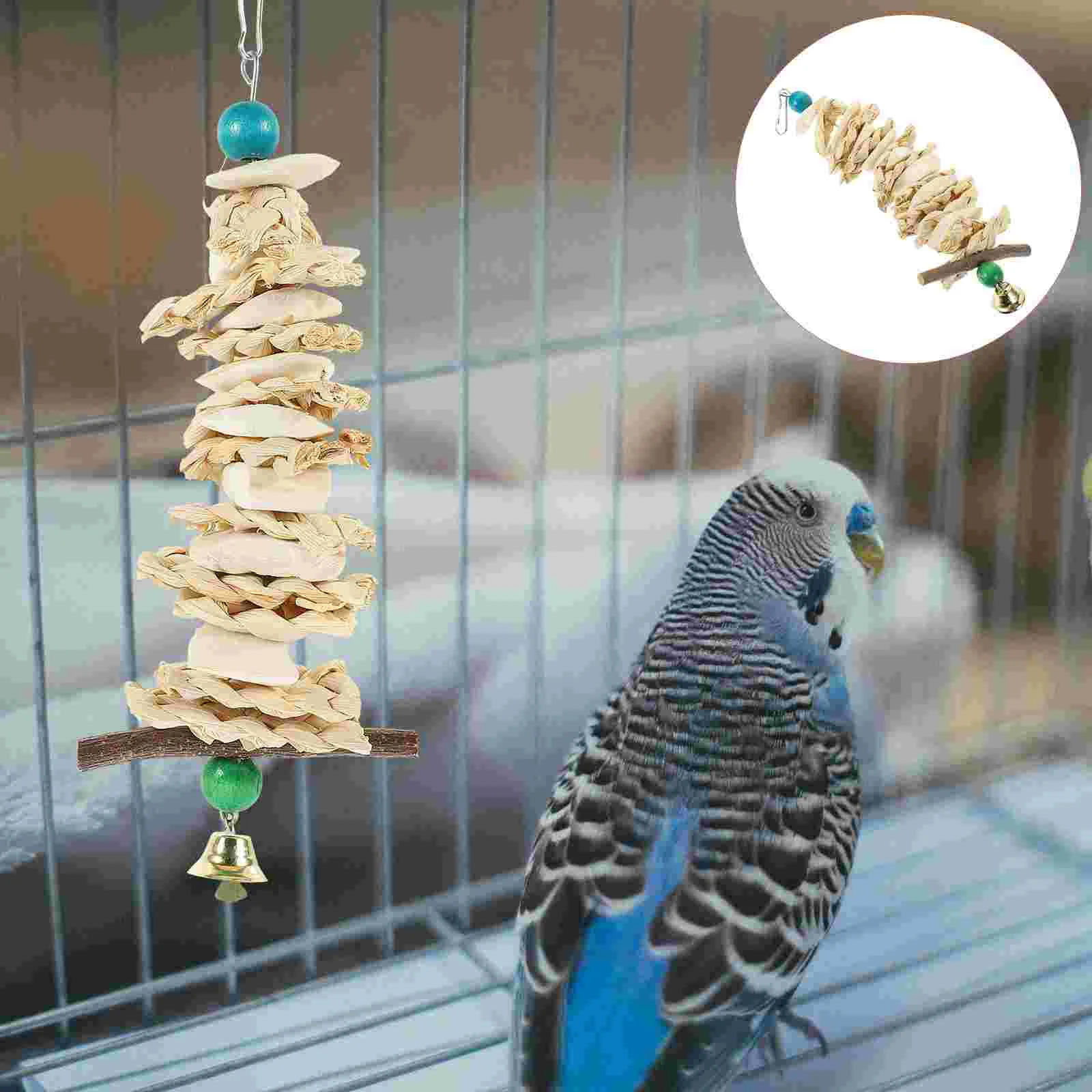 

Cuttlebone Bird Cage Toy Biting Long Tail Pendant Parrot Supplies Hanging Chew Teeth Grinding