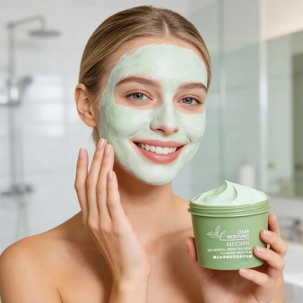 Ice Crystal Green Tea Deep Cleansing Mud Film, Refreshing and Moisturizing, Caring for the Skin, Daily Facial Care