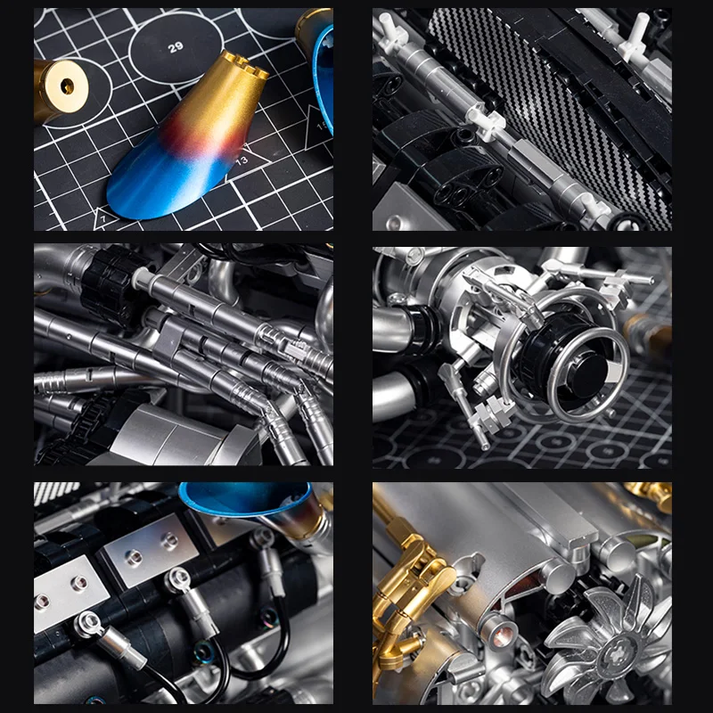 كتلة بناء محرك Batmobile V8 الكهربائية، نموذج تجميع عالي الصعوبة لمحاكاة كبيرة الحجم #6