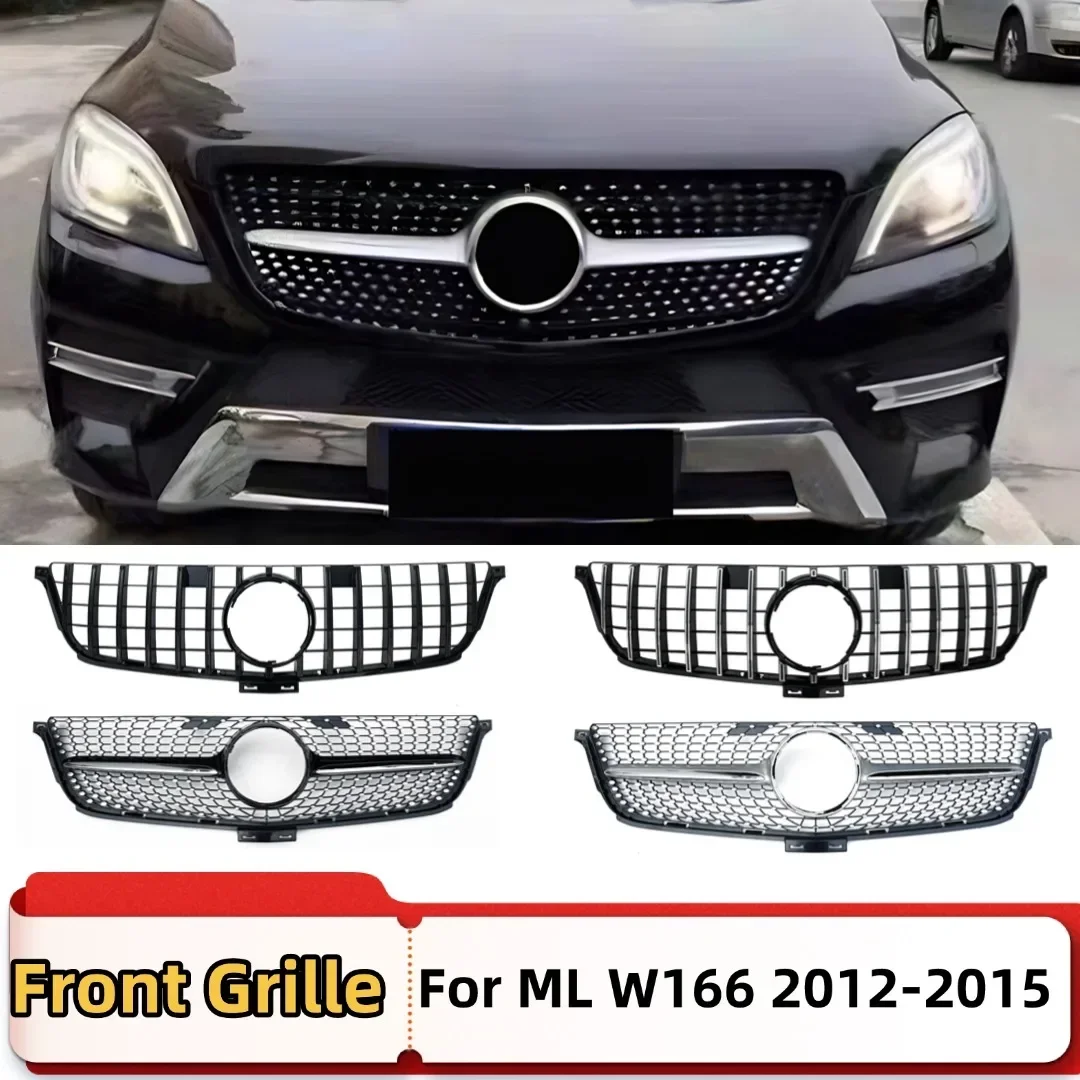Front Grid Grille Bumper Grill Tuning For Mercedes Benz ML W166 2012-2015 ML300 ML320 ML350 ML400 ML500 ML550 Diamond GT Style
