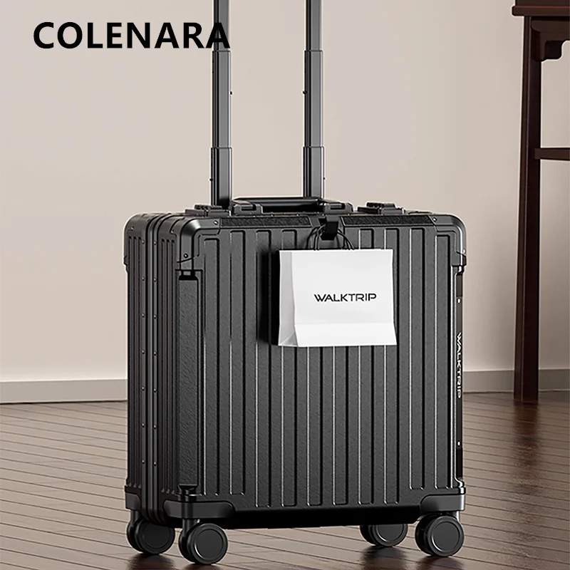 

COLENARA 18-дюймовый чемодан, небольшой посадочный бокс, чемодан на колесиках из АБС-пластика + ПК, алюминиевая рама, ящик для пароля, женская ручная кладь, дорожный багаж