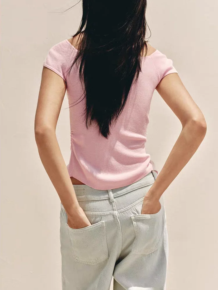 Nuevo Vestido de Verano 2025 para Mujer, Moderno, de Punto, sin Mangas, con Cuello Redondo, Pliegues Decorativos, Estilo Casu...