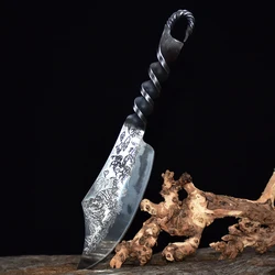 5.5 Inch Utility Knife Sharp Boning Slicing Cleaver Barbecue Viking Longquan Kitchen Knife Handmade Forged 7Cr17MoV Steel Handle