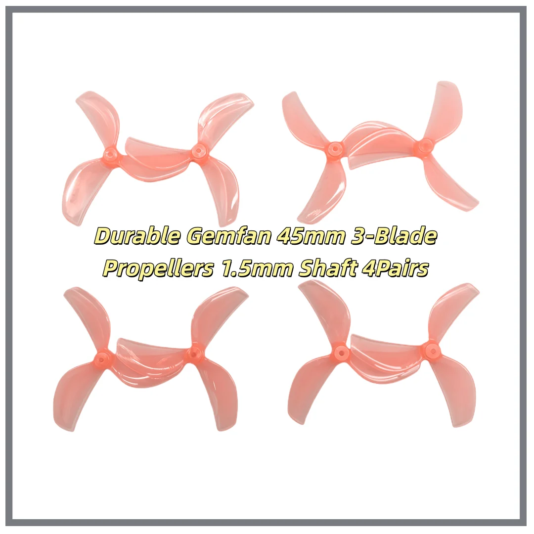 4 Pair 45mm 2/3-Blade Propeller for FPV Meteor75 Pro 1S Quadcopter Drone, 1.5mm Axle Hole DIY