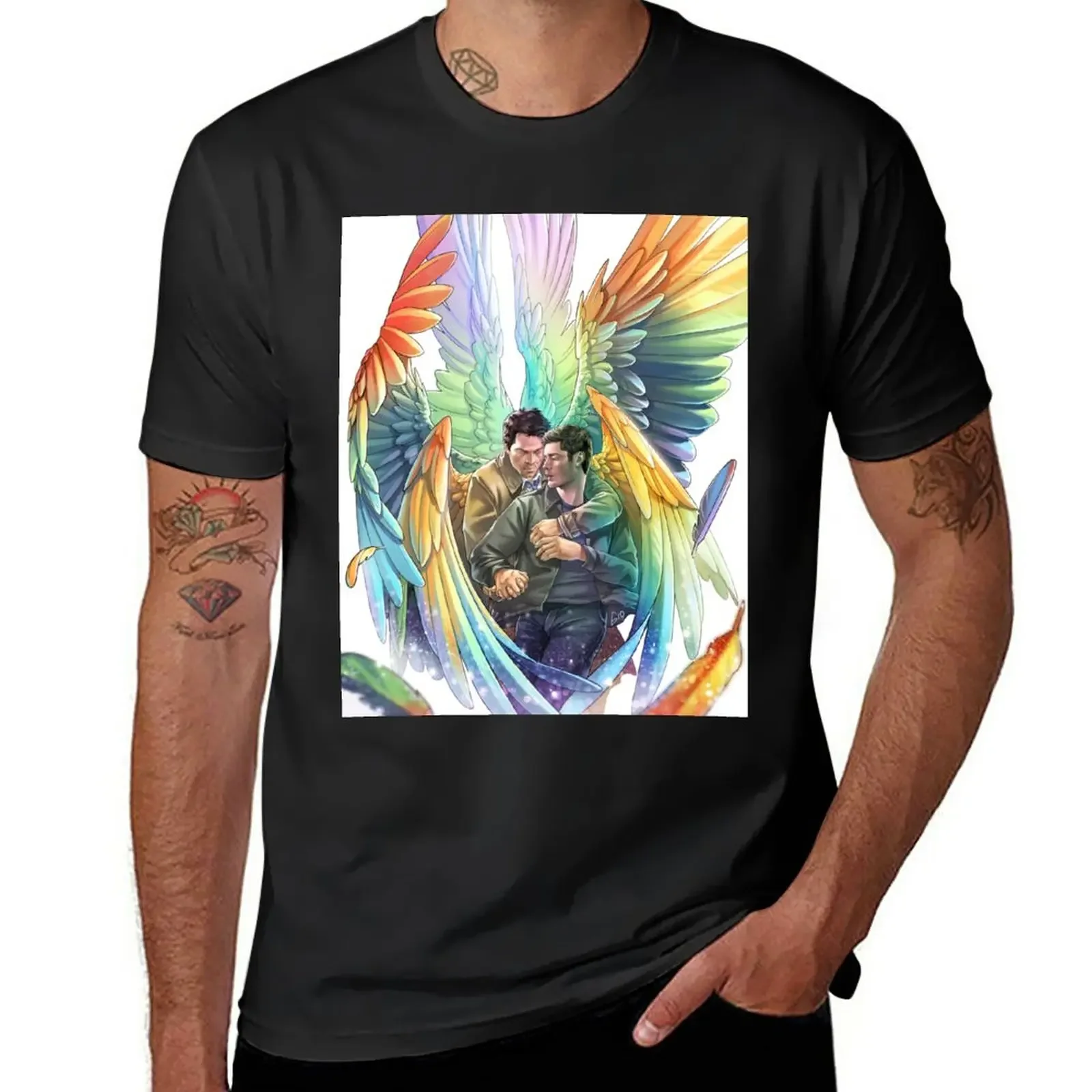 New Destiel Rainbows T-Shirt baggy shirts cute tops basketball graphic tees summer tops workout shirts for men