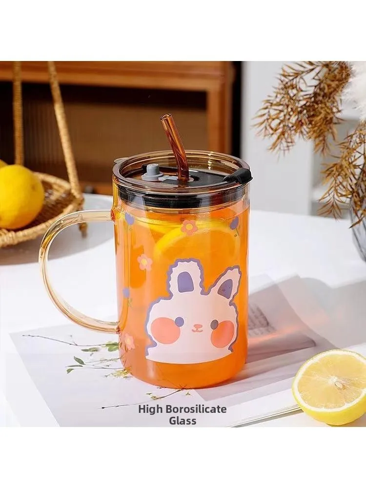 

Large Capaci L Cartoon High Borosilie Glass St Cup Milk Water Cup Heat Resistant Home Use Water Bottle Eco Friendly