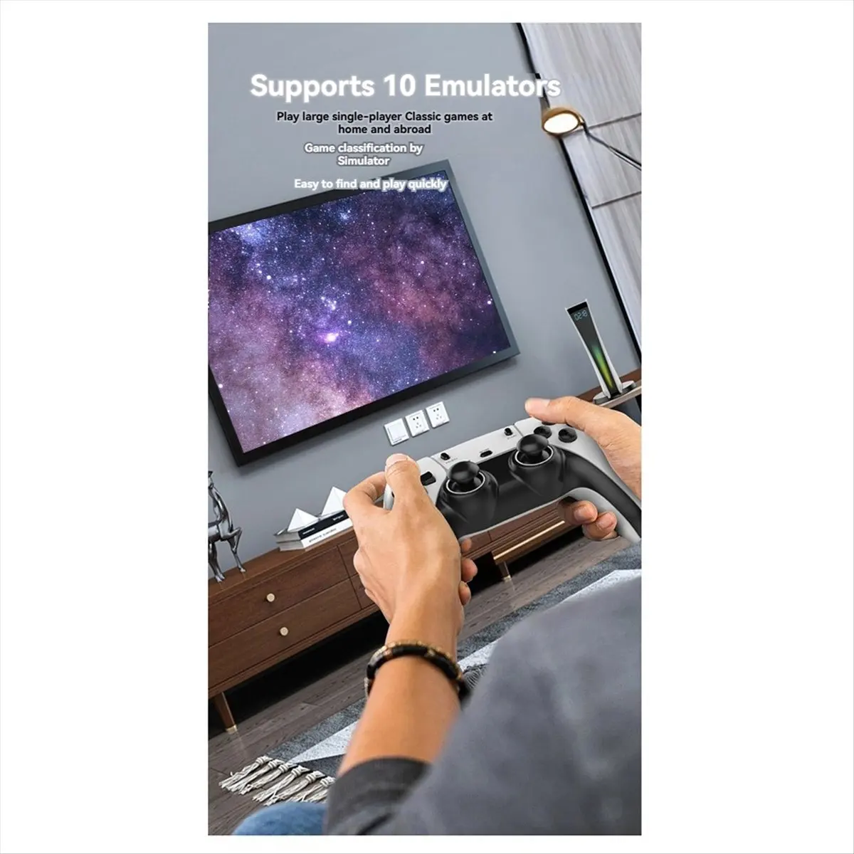 

T81C! Беспроводной игровой контроллер для 2 игроков, портативная игровая консоль, ТВ-геймпад для PSP, 10 эмуляторов, 128 ГБ + 15000 игр