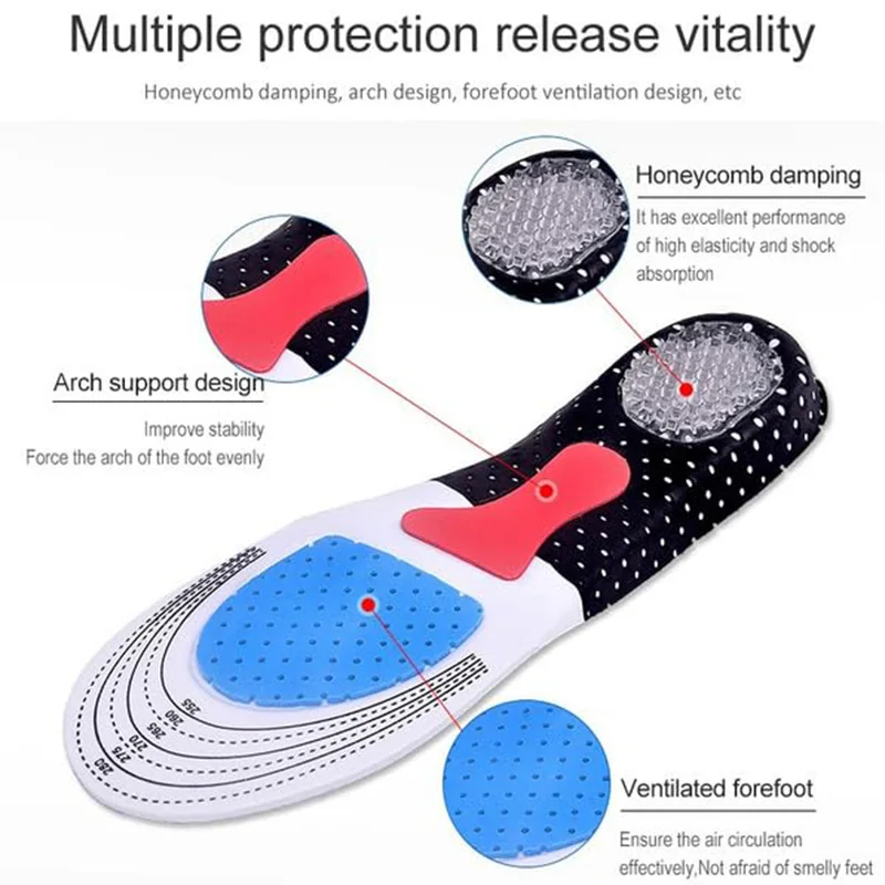 2 Pair Silicone Shock-Absorbing Military Insoles Wholesale,Sweat Absorbing And Breathable Eva Air Cushion Sports Insoles