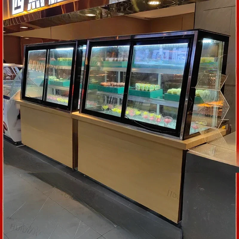 Front door cake cabinet buffet restaurant hot pot restaurant sukiyaki store air-cooled dessert display cabinet