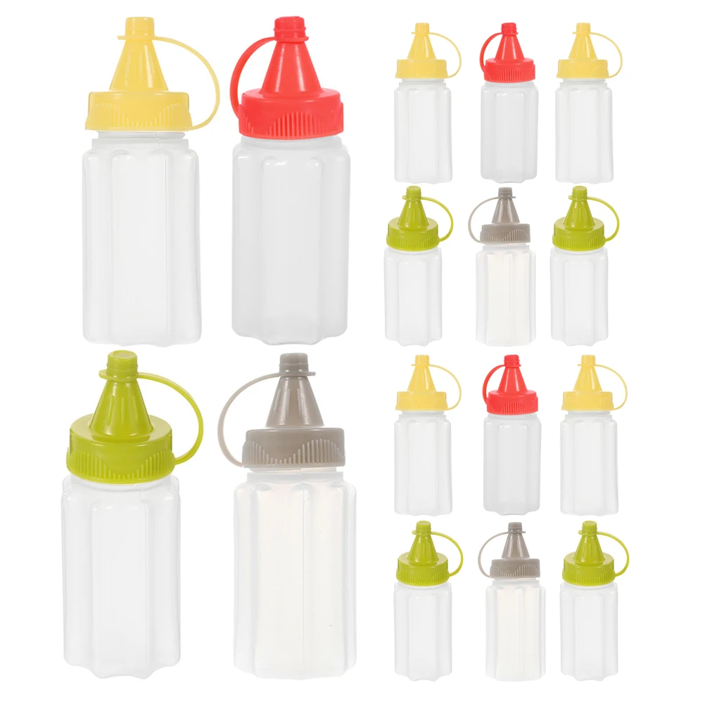 

16 pcs Mini Sauce Squeeze Bottles Portable Leakproof Containers for Ketchup Mustard Oil Salad Dressing Reusable Ideal Outdoor