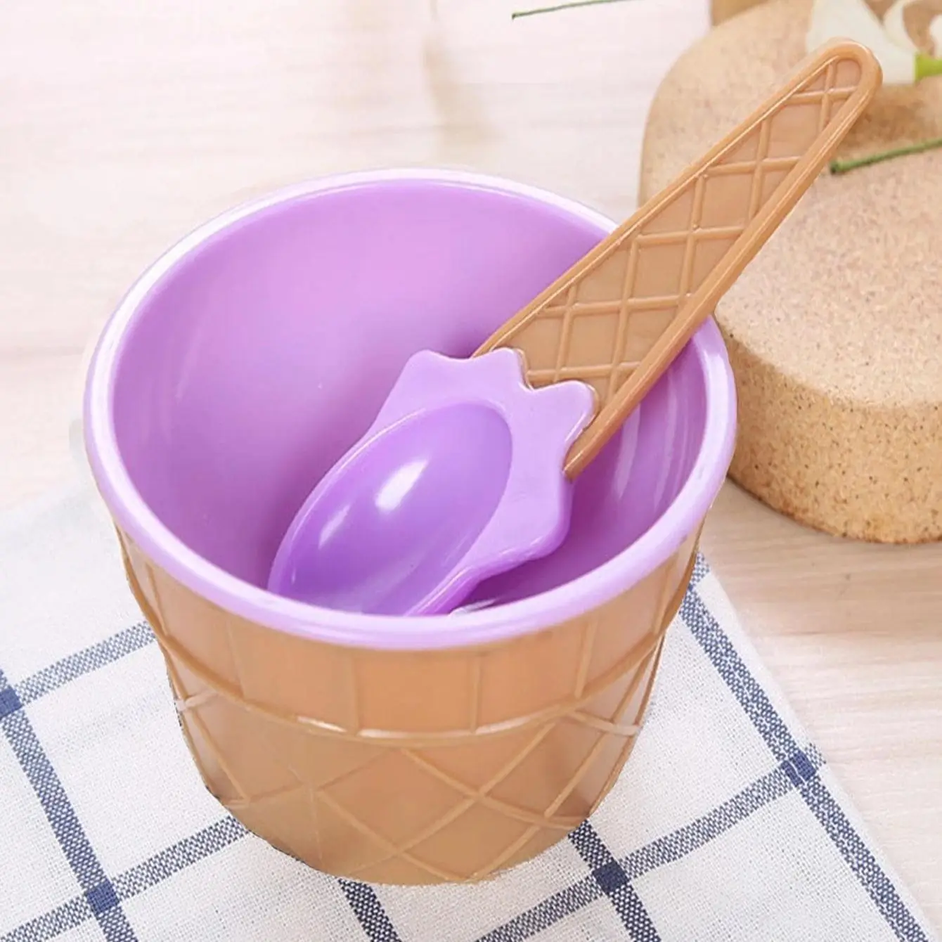 1 Juego de cuenco para helado, juego de cuchara, taza de yogur, cuenco para helado para niños