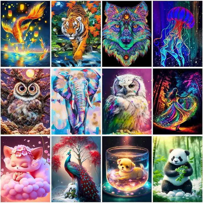 

CHENISTORY 5d DIY Diamond Painting Full Round Animal Diamond Embroidery Decoration Home Art Kit