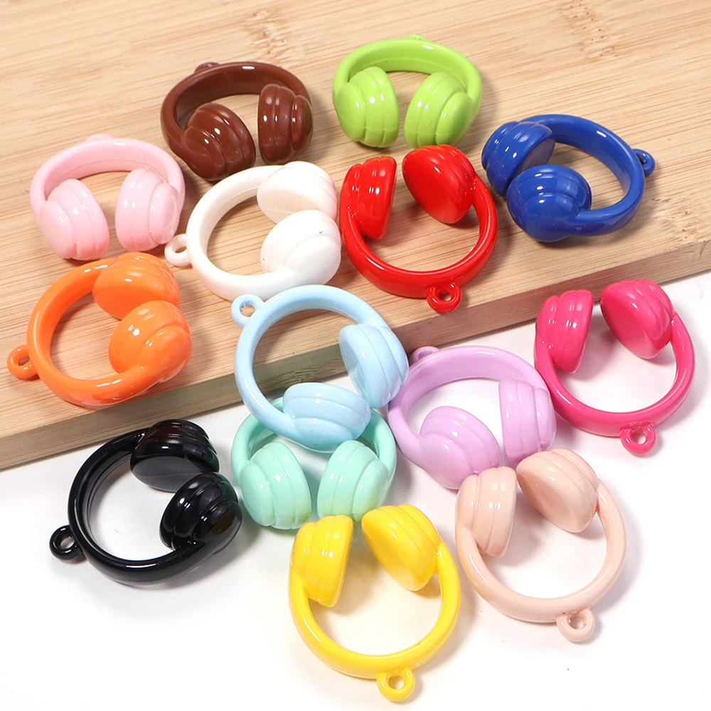 5pcs/lot Colorful Earphones Acrylic Beads Loose Spacer Beads For Jewelry Making DIY Keychain Handbag Pendant Accessories view 3