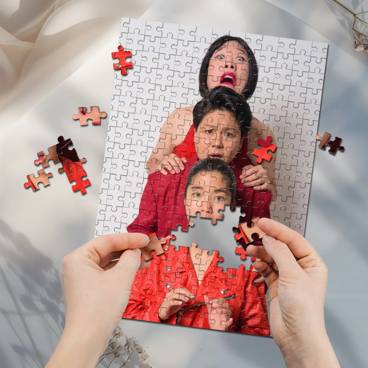 35/300/500/1050pcs Personalized Custom Family Photo Puzzle Valentine's Day Mother's Day Father's Day Back To School Halloween