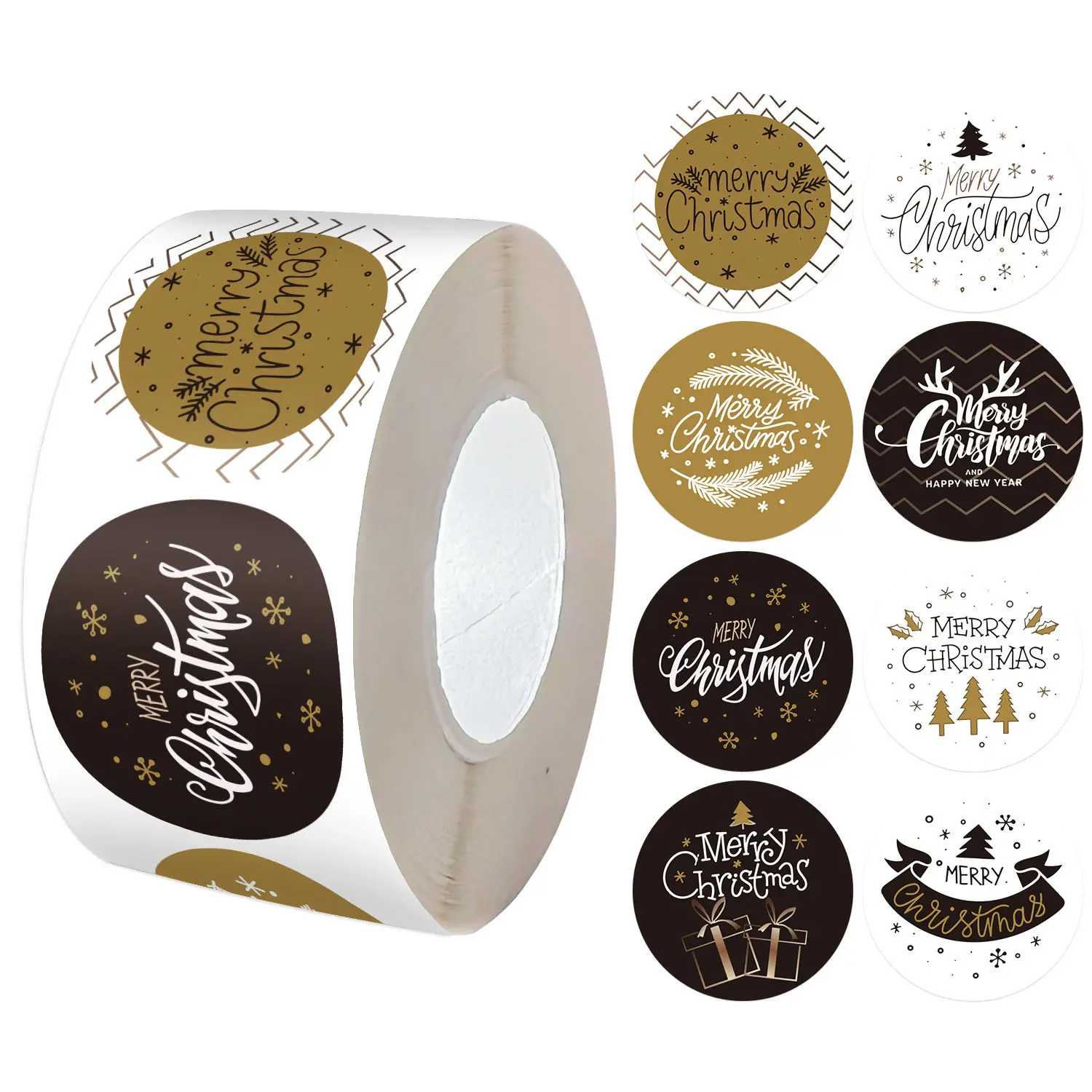1000 Pcs Christmas Roll Stickers 1 Inch Winter Holiday Envelope Stickers Round Xmas Label Tag Seal Sticker for Christmas Party