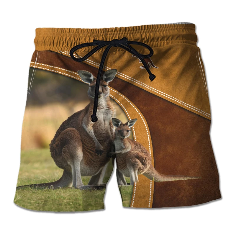Australia Kangaroo 3D Printed Short Pants For Men Clothes Zoo Animal Bandicoot Beach Shorts Funny Roo Trunks Hawaiian Bermudas