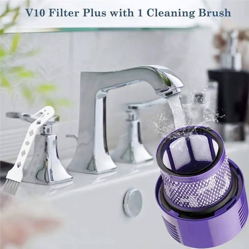 AB33-For Dyson V10 Cyclone Series, V10 Absolute, V10 Animal, V10 Total Clean, SV12& 1 Clean Brush 2Pcs V10 Filter Replacement