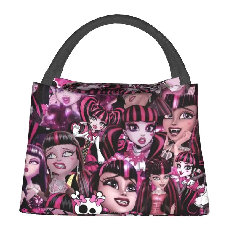 Draculaura Monster High Anime Manga Movies Insulated Lunch Bag for Women Leakproof Thermal Cooler Lunch Box Office Picnic Travel