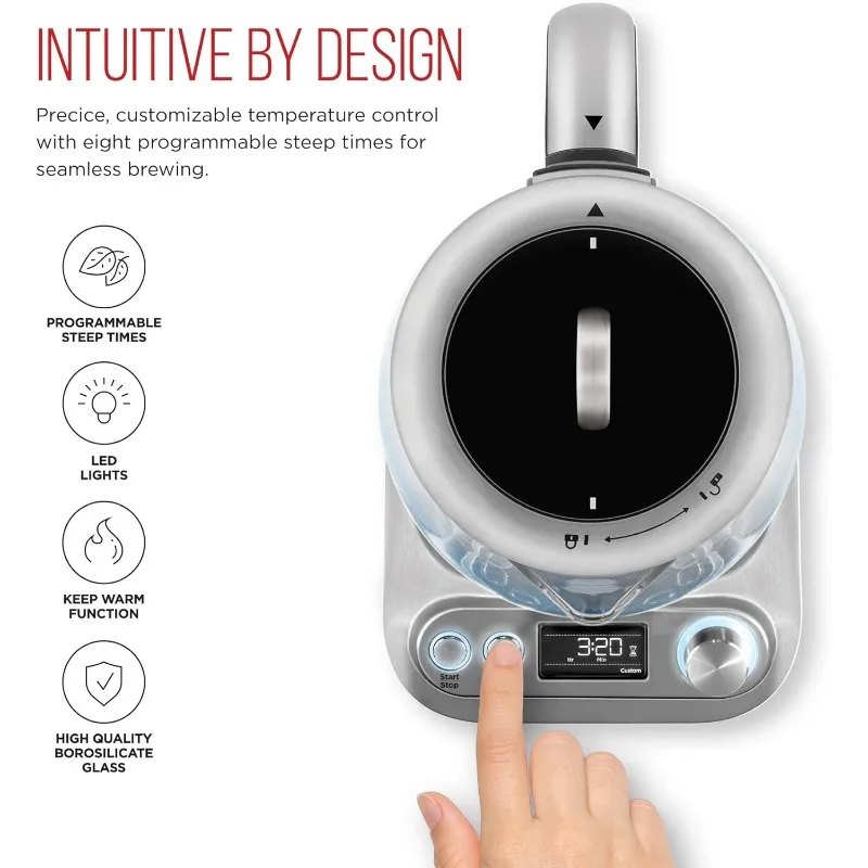 Digital Electric Glass Kettle, No.1 Kettle Manufacturer, Removable Tea Infuser Included, 8 Presets & Programmable Temperature