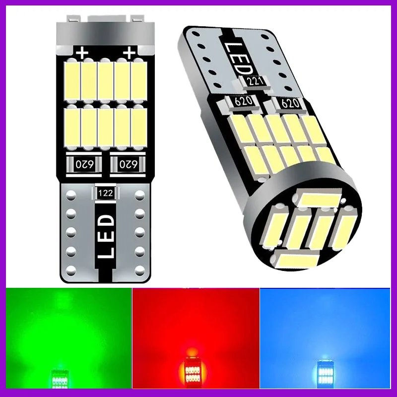 2Pcs T10 W5W 194 501 Led Car Interior Light Multicolored Universal SMD 4014 Chip Instrument Lights Signal Lamp Auto Accessories