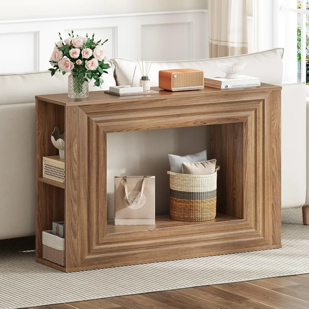 طاولة صوفيا 43.3 طويلة، طراز المزرعة، وحدة تحكم رف تخزين لخلف الأريكة، مثالية للمدخل والممر #5