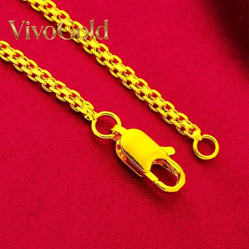 

VivoGold Двухрядное женское модное ожерелье VivoGold 45 см 60 см, 24K золото AU999 - чистое золото 24K/AU999, модное двухрядное, 45 см