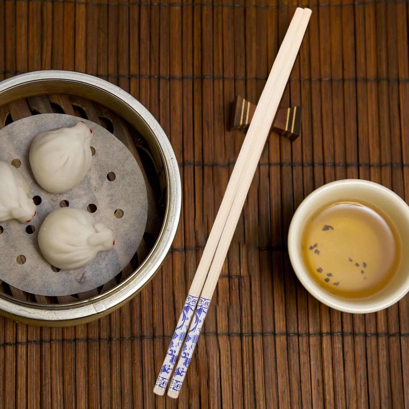 100 Pares de Palillos de Bambú de Estilo Chino con Diseño Azul y Blanco para Sushi, Fideos, Cocina Japonesa, Desechables, para Restaurantes Asiáticos