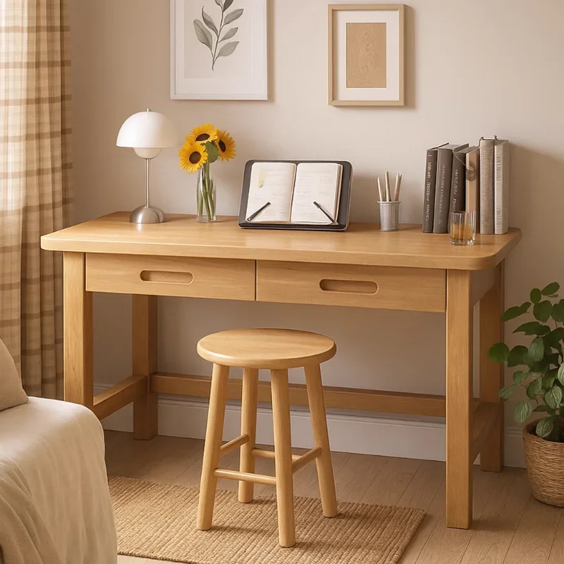 Desk Solid wood Student study table Student home bedroom Writing table Rental house Small apartment Simple computer table