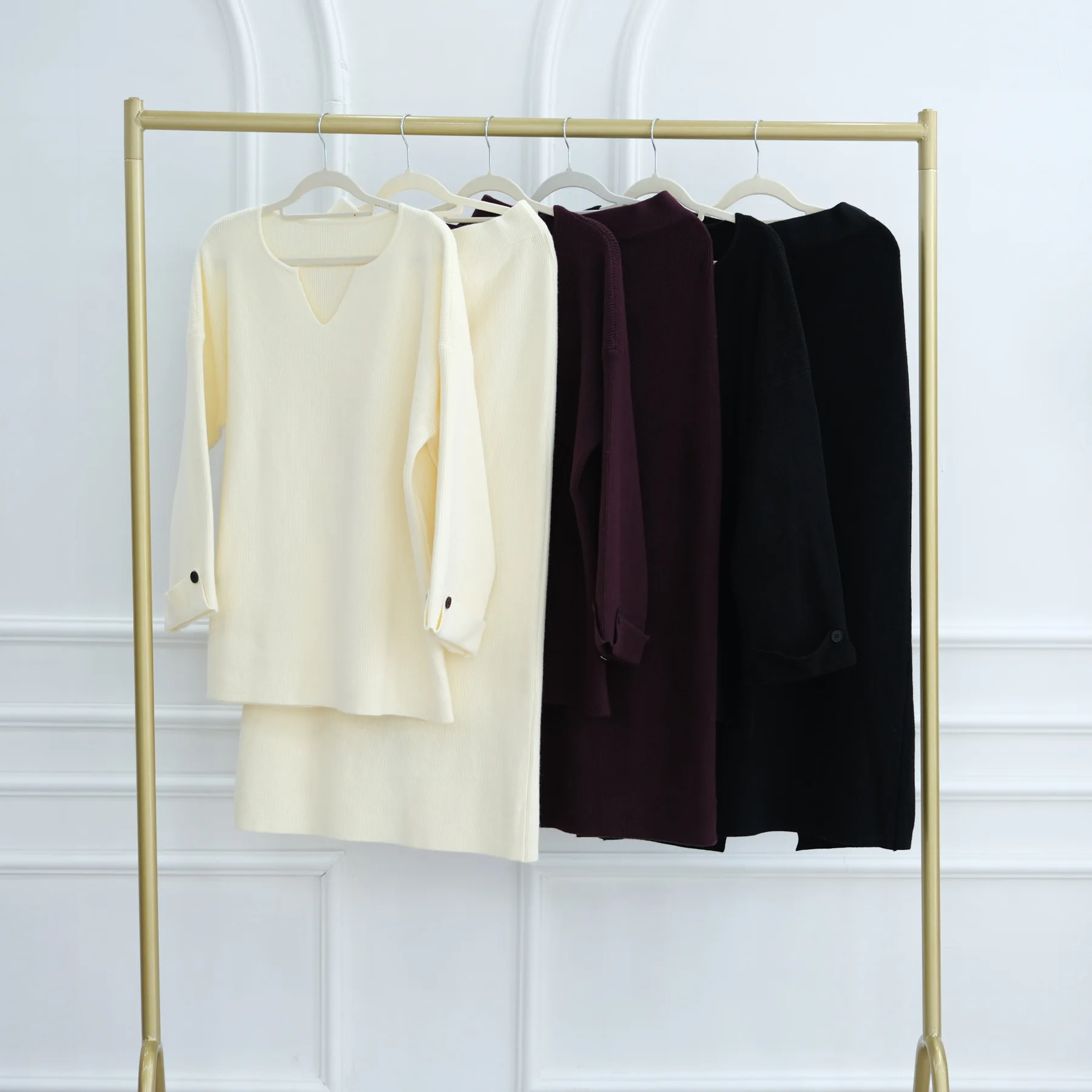 

Вязаный мусульманский комплект из 2 предметов, турецкие наряды, женские трикотажные изделия, пуловеры, топы, юбка, костюмы, исламская одежда, платье Femme Musulmane Ensembles