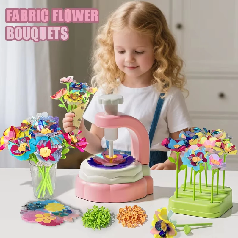 Fabric Flower Bouquet Toy DIY Craft Kit Children's Toy Handmade Floral Market Toy Christmas Birthday Gift for Girls