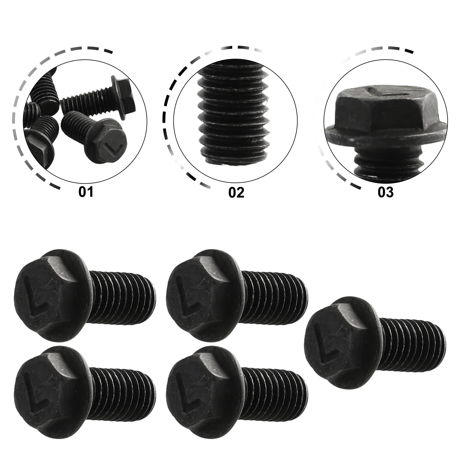 5pcs M8 X 18mm Left-Hand Thread Hex Flange Saw Blade Screws For Cutting Machines Compatible With Industrial Rotary Tools