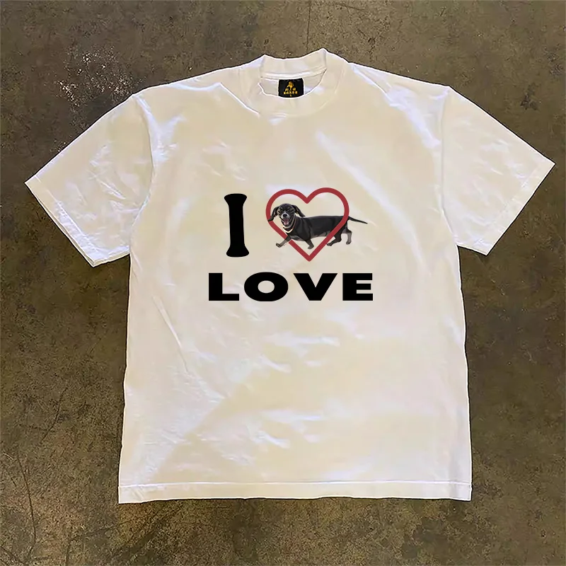 Loose Fit Short Sleeve T-Shirt Pure Cotton Double Thread Women's Style Heavyweight Couple's Tee Casual Summer Fashion