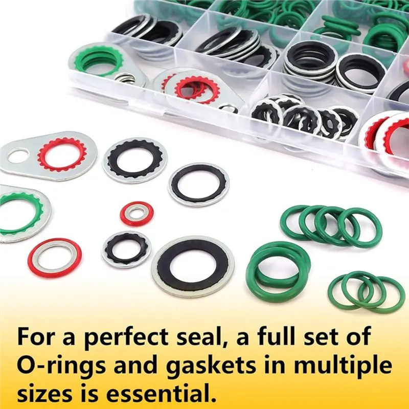 AC For R134a 265 Pcs O Ring& Gasket Seal Kit-A/C Compressor Port Seal Washer Kit Long-Lasting Performance