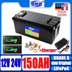 Original 12V 24V 300AH 150AH 200AH 100AH 60AH 30AH LifePO4 battery pack with built-in BMS solar storage rechargeable battery