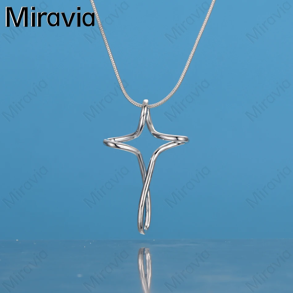 

Miravia 925 Sterling Silver Twisted Cross Pendant Necklace Women'S Exquisite Cute Wedding Party Jewelry