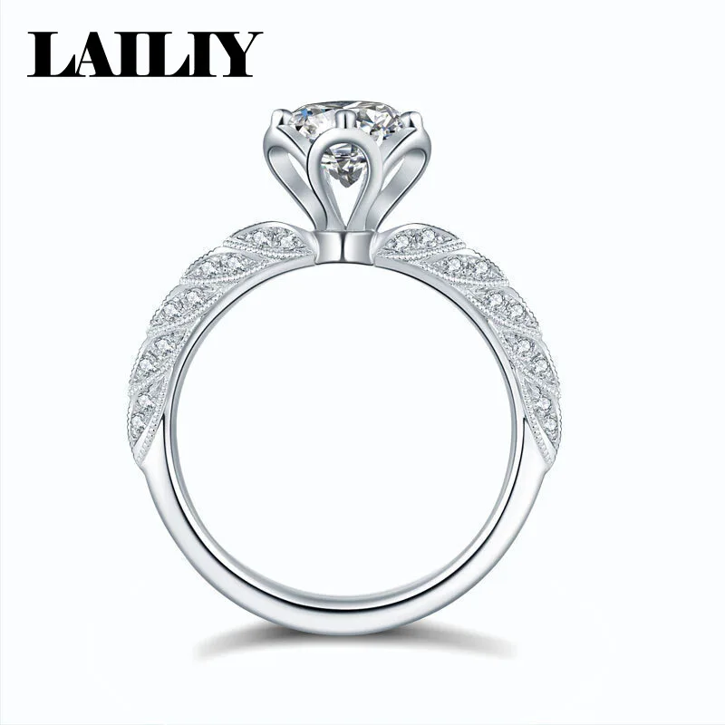 LAILIY925 Sterling Silver Moissanite Goddess Wedding Dress Eight Hearts Eight Arrows Adjustable Ring For Women Fashion Jewelry