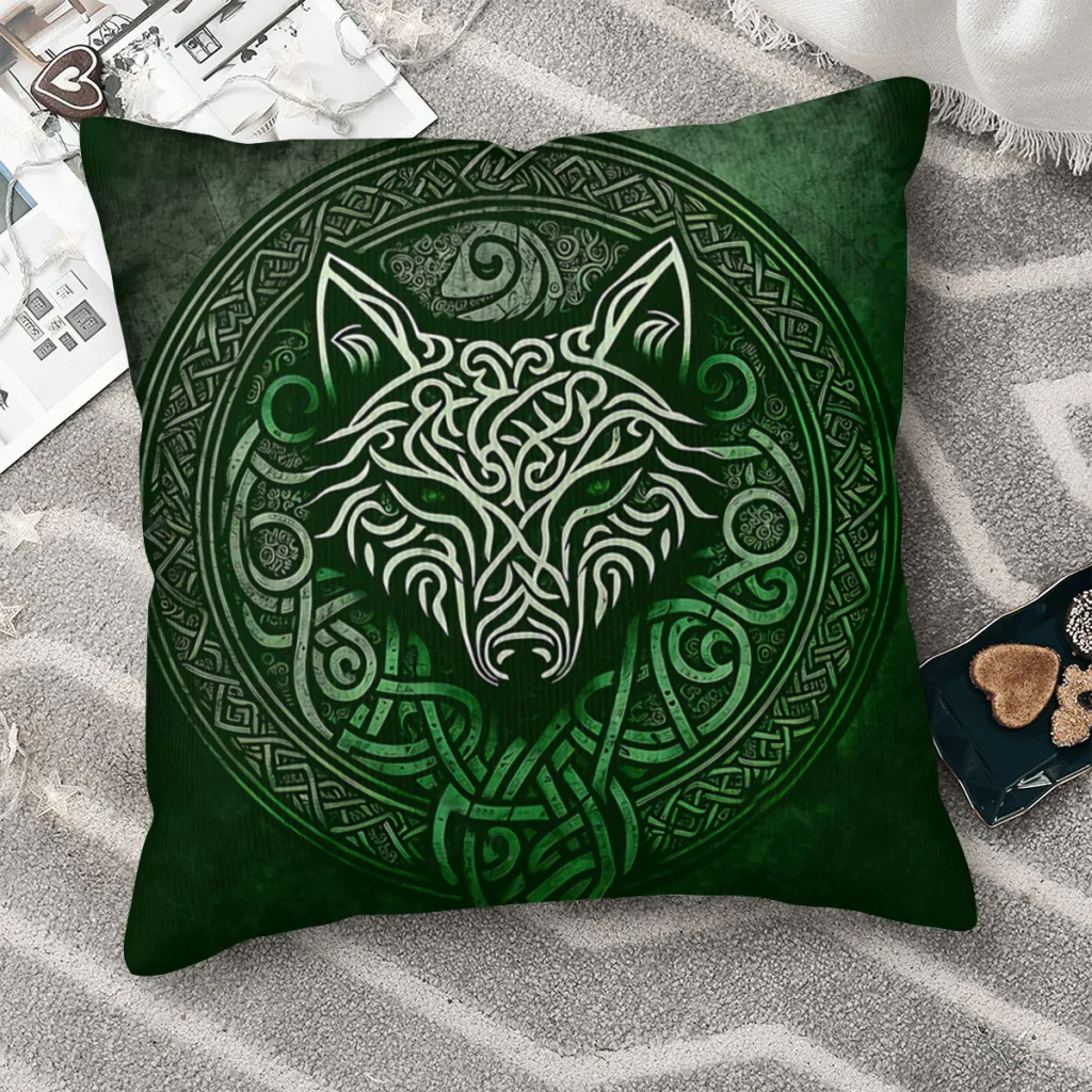 Celtic Irish Knot com Lobo Design - St Patrick Cojines Viking Lance Almofada Capa de Almofada Cadeira Casa Mochila Decorativa