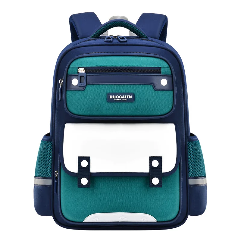 New elementary school backpack for boys in British style large capacity lightweight load reducing and spinal protection