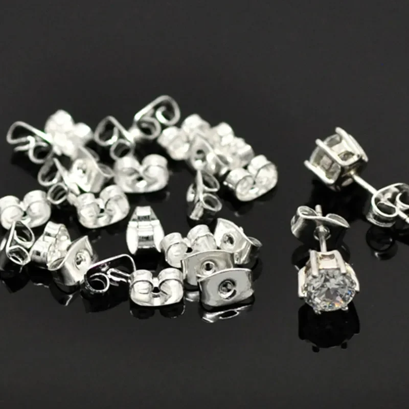 

2500Pcs Silver Plated Alloy Ear Nut Clutch Earring Post Backs Stoppers Jewelry Making Findings 6x4mm