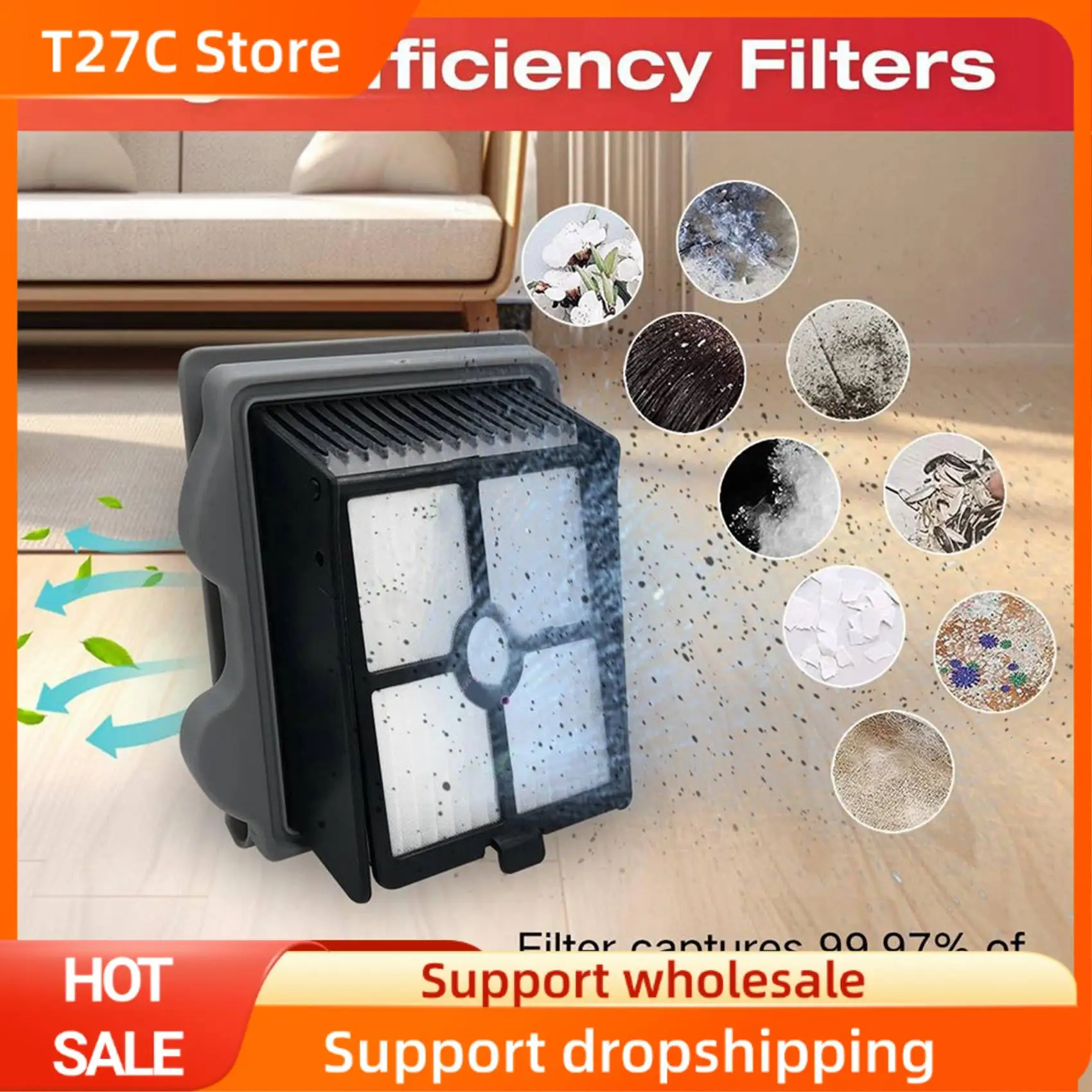 

T27C 4Set Brush Roller And Vacuum Cleaner Filter For Roborock Dyad Pro Wet Dry Vacuum Cleaner Spare Parts