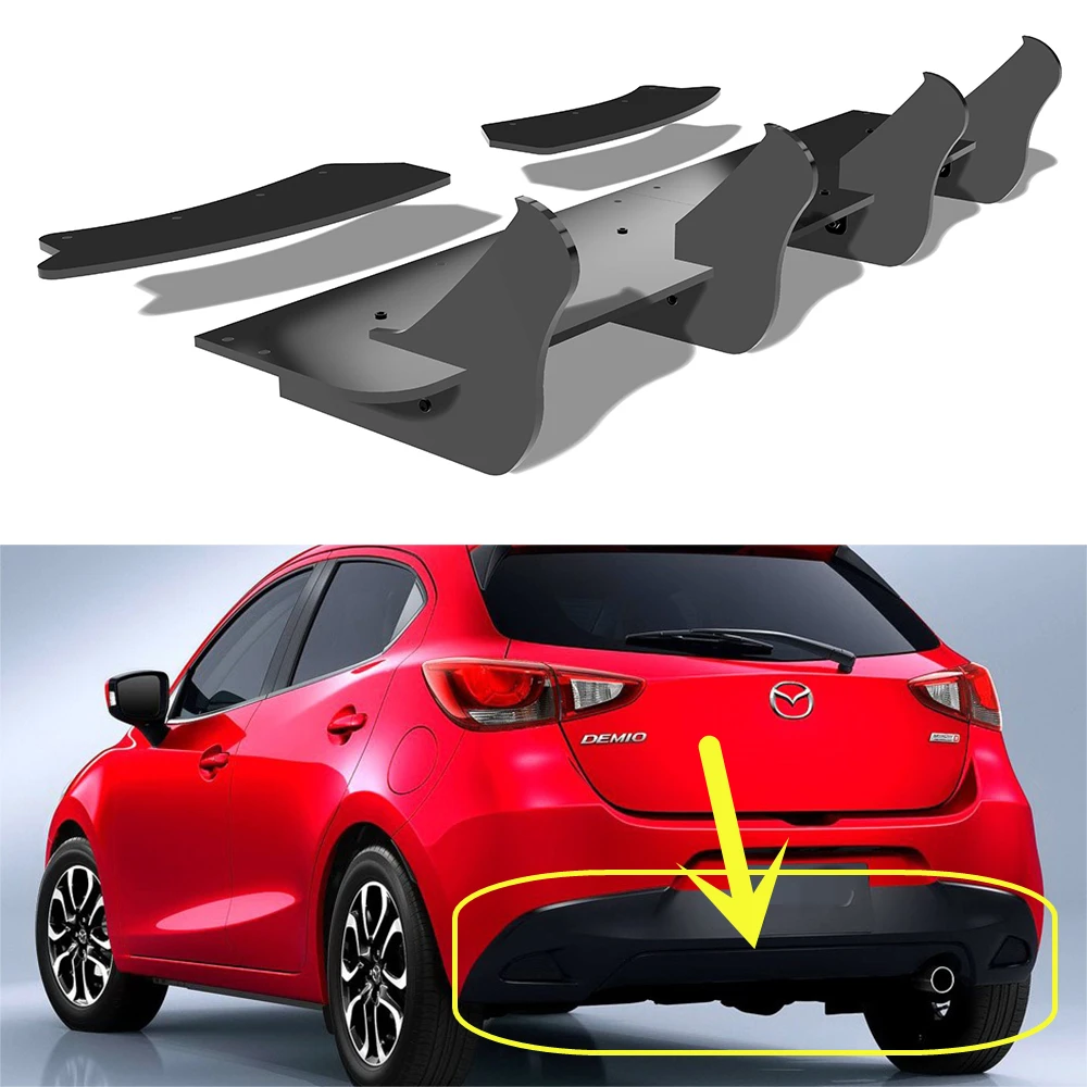 

For Mazda 2 Hatchback 2015 2016 2017 2018 Year Rear Diffuser Bumper Lips Spoiler Splitter Body Kit Accessories