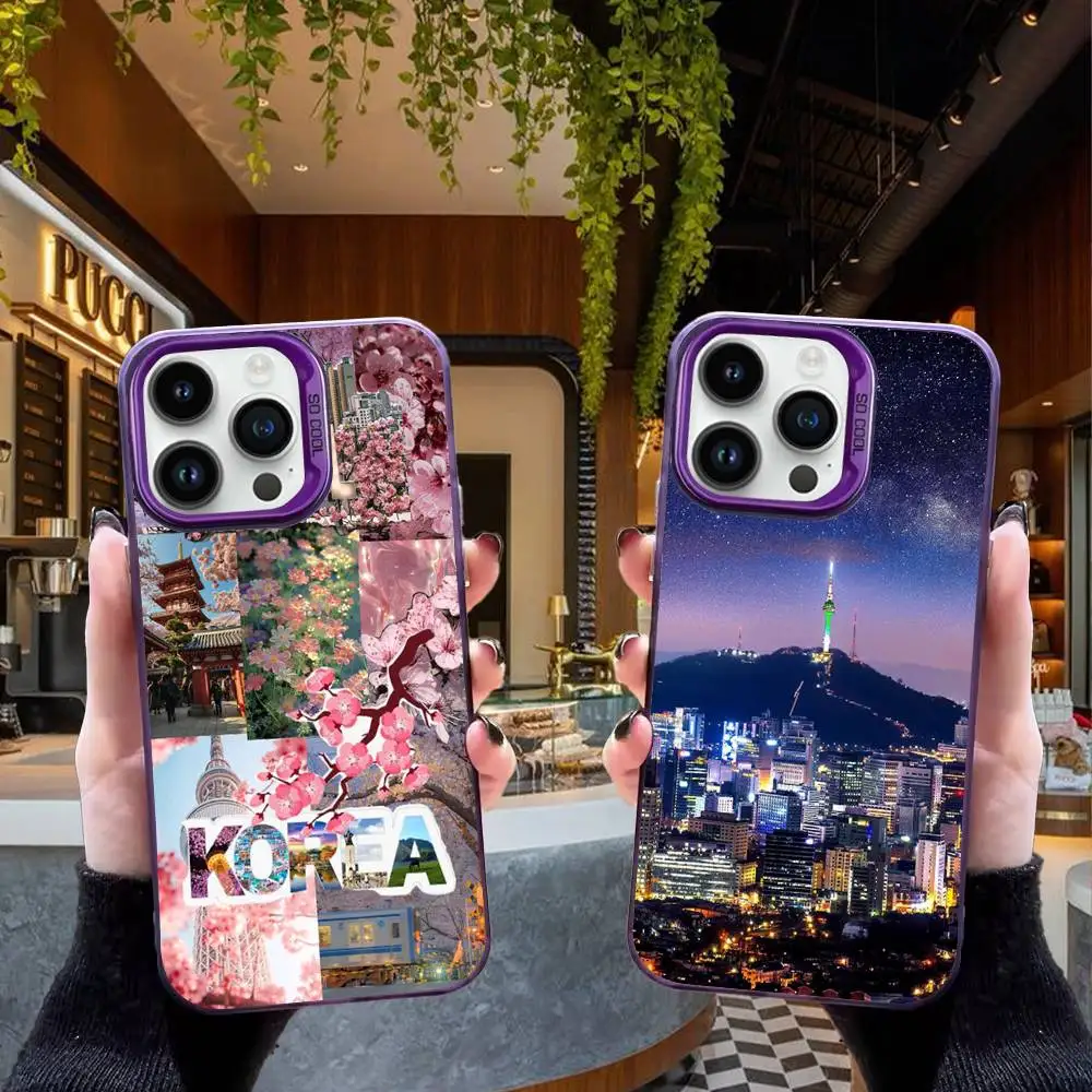 

South Korea S-SEOUL TravelS Phone Case For iPhone 17,16,15,14,13,12,11,Mini,Pro,E,SE4,XS,MAX Purple Candy Matte Cover