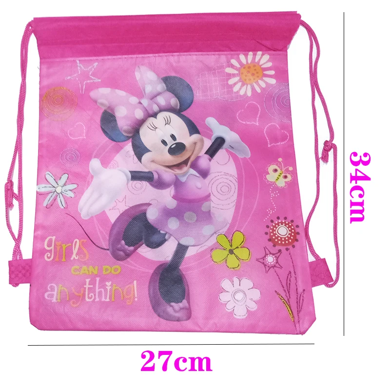 1pcs Cartoon Mickey Minnie Mouse Christmas Non-woven Fabrics Drawstring Backpack School bags Storage Bags Birthday Party Decor