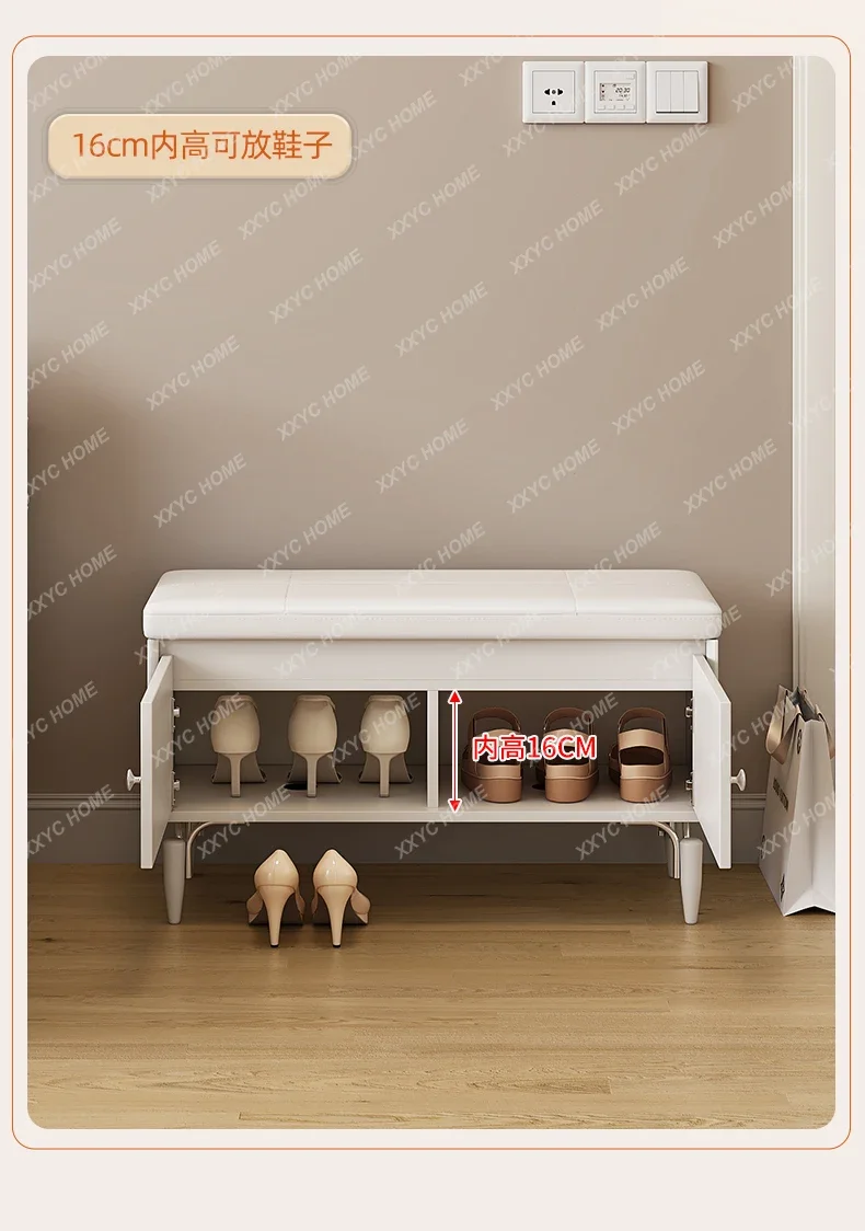 A  Cream Wind 2024 New Shoe Change Stool Household, Door Entry Shoe Cabinet Sitting Stool Seat Integrated