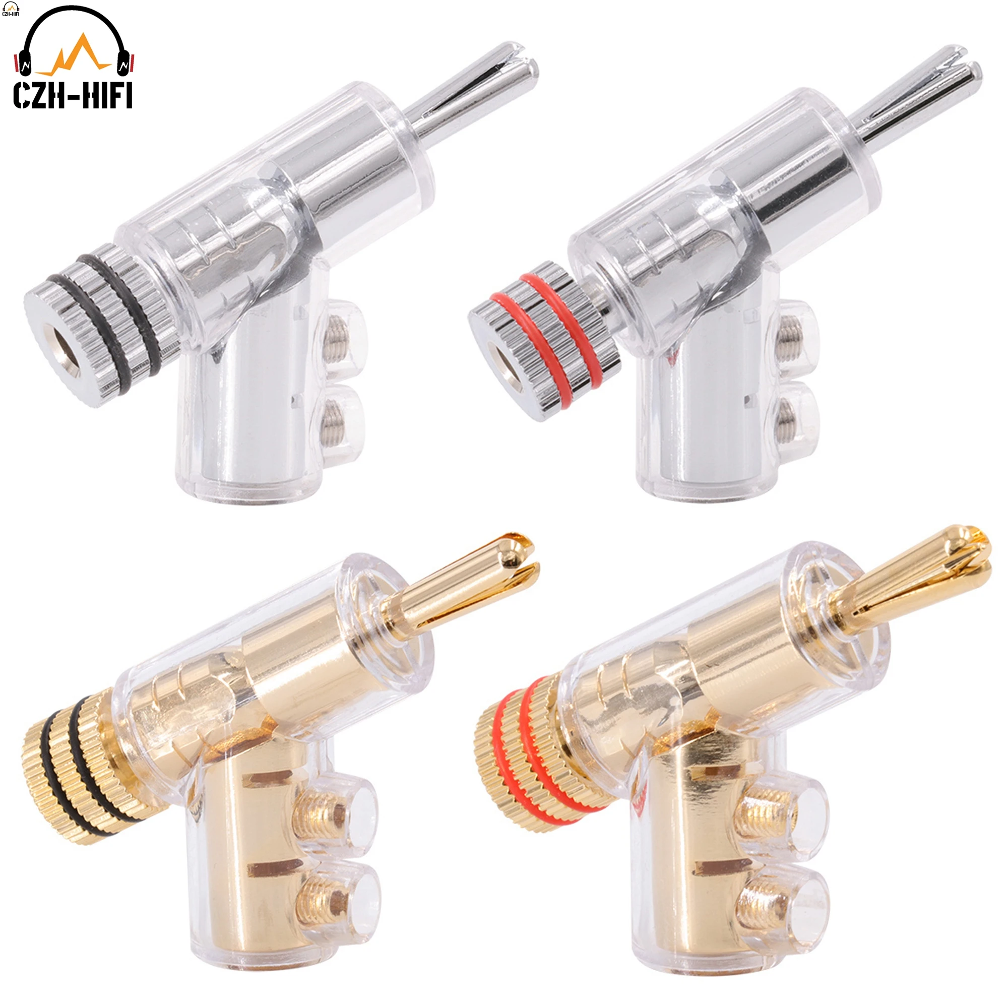 1pc High End Banana Plug Speaker Cable Wire Terminal Connector Audio Male Jack Gold Plated Rhodium Plated Brass  With Lock