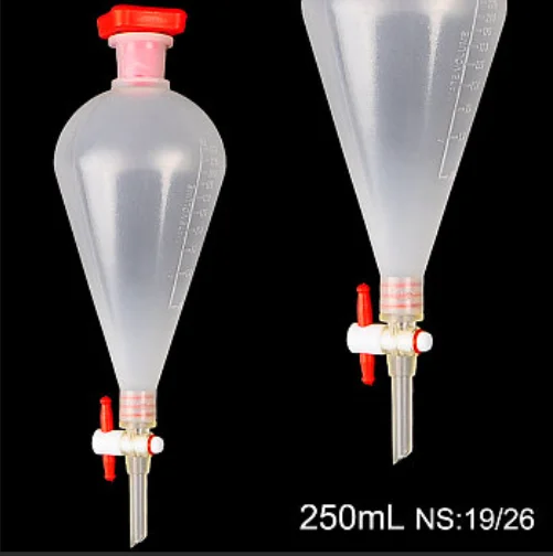 1Pcs Plastic Pear-Shaped Separatory Funnel With PTFE Piston Separating Extraction Funnel Laboratory Supplies 125/250/500/1000ml