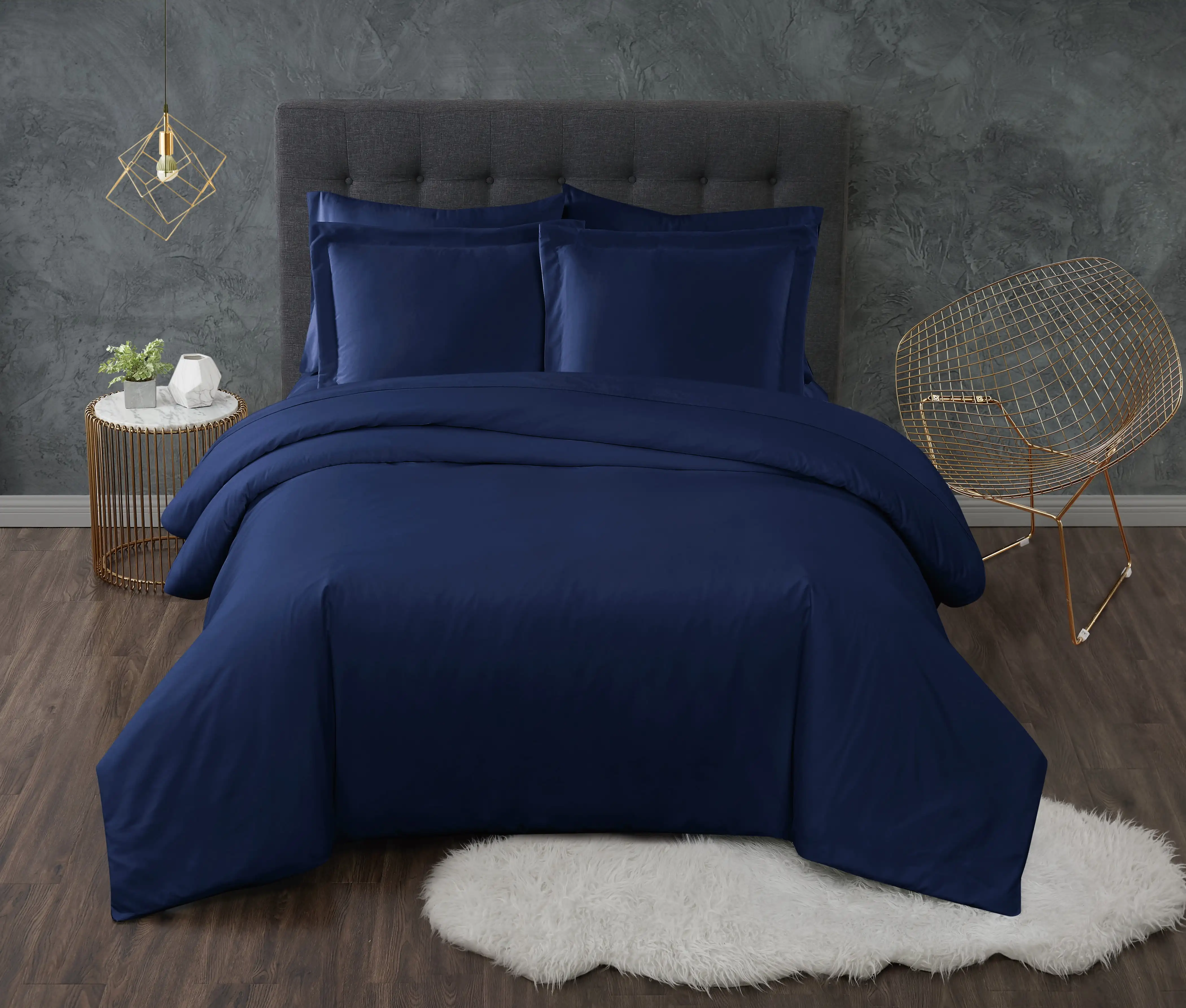 

Антимикробный темно-синий полный/королевский пододеяльник из трех предметов