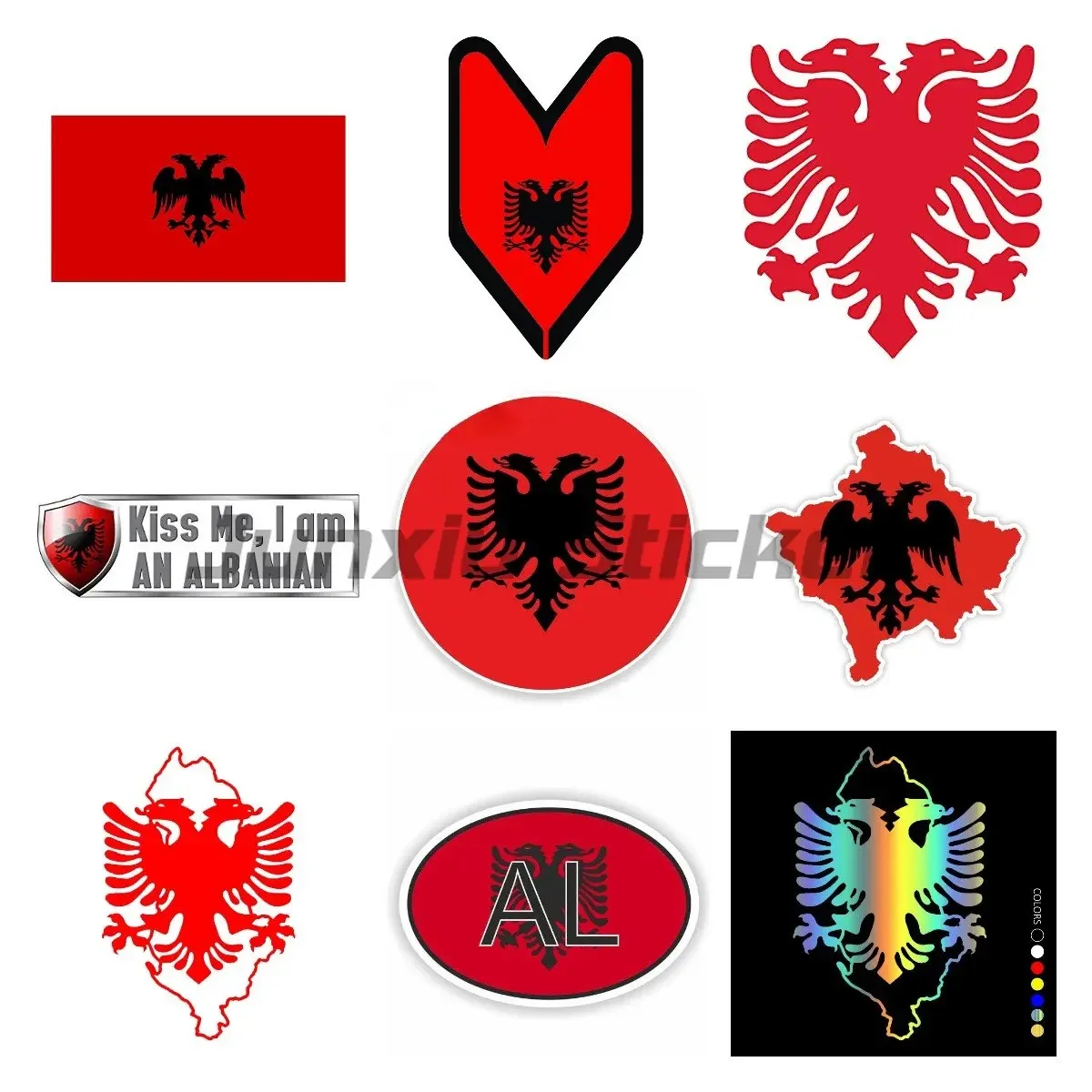 

Various Sizes Albanian Flag Eagle Car Sticker Decal Waterproof Stickers on Car Rear Bumper Window Vinyl Die Cut