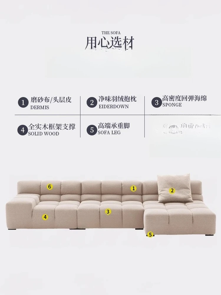 أريكة صغيرة لغرفة المعيشة، مزيج من وحدة التوفو الإيطالية البسيطة والرياح الكريمية، فيلا كبيرة ذات أرضية مسطحة